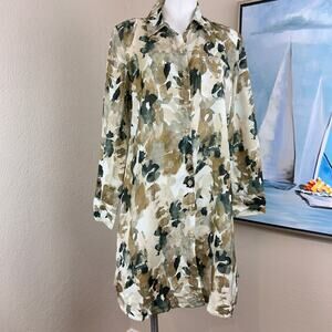Lisa Bayne Dress Linen Shirt Style Floral print size med
